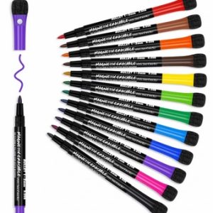 12 set magnetiska whiteboard-pennor och radergummi