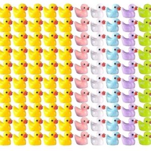 100 st Tiny Ducks Set Dekoration Realistisk Form Hållbar Harts Förtjusande ankor för jul födelsedagsfest Barnens dag 100pcs