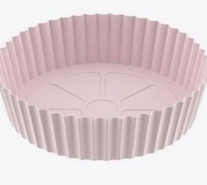 Pink Round Silikonskål för Air Fryer 16,5x19,5 cm
