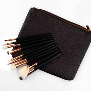 15 st. professionella sminkborstar med snygg förvaring