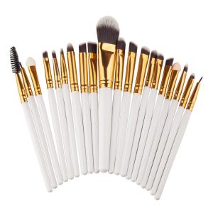 (Eyebrush Pro White) 20 st. professionella Make-up / sminkborstar för ögonen