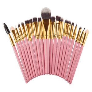 (Eyebrush Pro Pink) 20 st. professionella Make-up / sminkborstar för ögonen