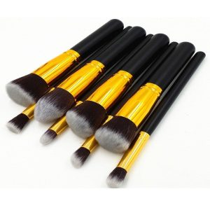 8 st. Svart / Guld Make-up / sminkborstar av bästa kvalité
