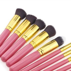 10 st. Rosa / Guld Make-up / sminkborstar av bästa kvalité
