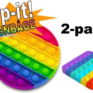 2-pack Pop It Fidget Toy Original - Regnbåge - CE Godkända