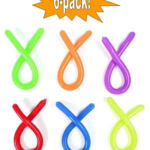 6-pack Stretchy Noodle String Neon Children Fidget Sensory Toy - Blandade färger