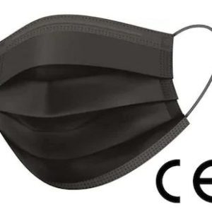 Munskydd, CE godkända, IIR klass, 3-lagers filter, 50 st, ansiktsmask, Svart