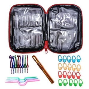 N130 - Set med 8 st. utbytbara virknålar plus annat