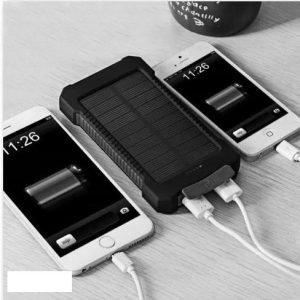 Powerbank med Solceller - 20.000 mAh - Svart