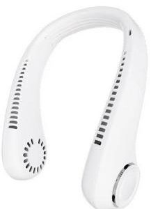 Bärbar halsfläkt, bladlös personlig fläkt, 3 hastigheter justerbar Vit