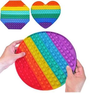 3-pack Stor Pop It Fidget Toy Original - Regnbåge - CE Godkända