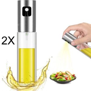 2 x Sprayflaska för olja & vinäger - Rostfritt stål Silver