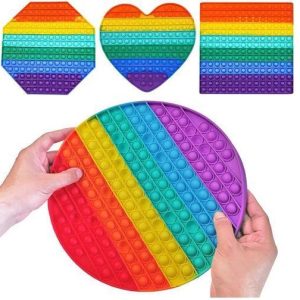 4-pack Stor Pop It Fidget Toy Original - Regnbåge - CE Godkända