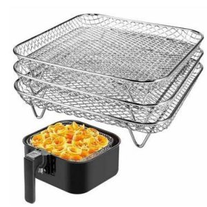 3st Air Fryer Rack Airfryer Korg Fack Rostfritt stål - Square