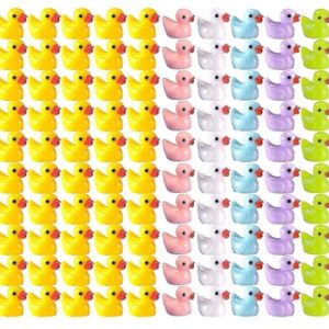 100 st Tiny Ducks Set Dekoration Realistisk Form Hållbar Harts Förtjusande ankor för jul födelsedagsfest Barnens dag 100pcs